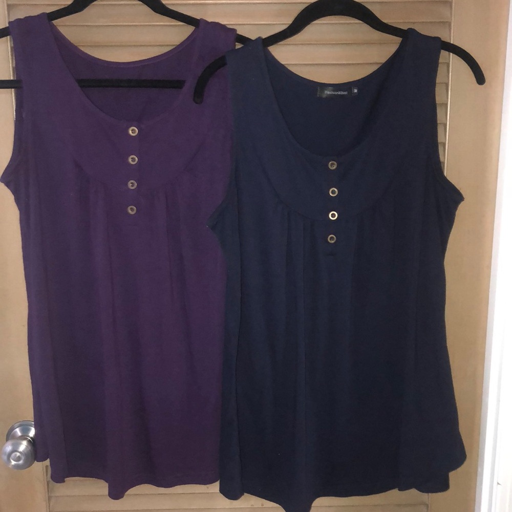 Purple and navy blue flowy tank tops. Both sold together.